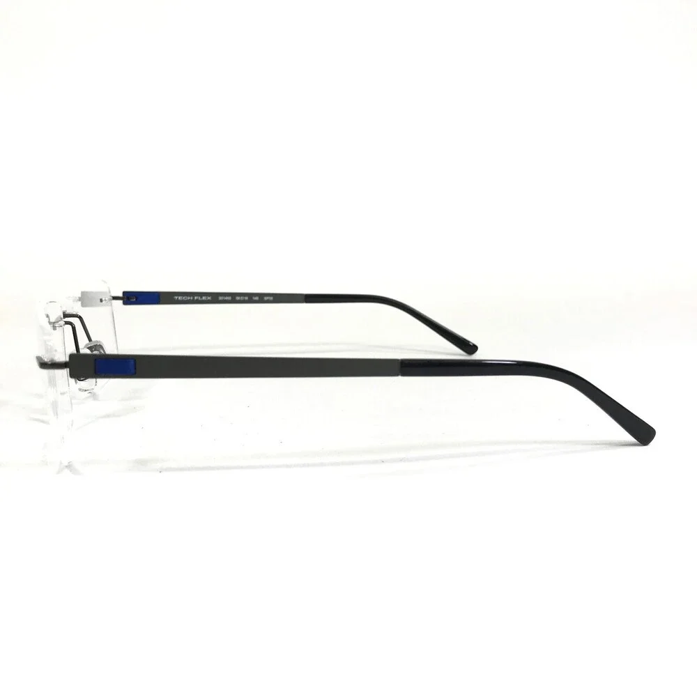 Tech Flex Eyeglasses Frames 30146S SP08 Gunmetal Gray Blue Rimless 56-16-145
